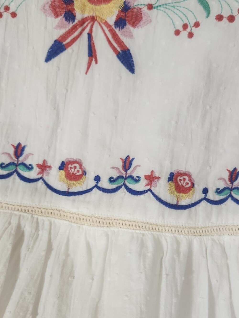 Umgee White Mini Dress with Red, Yellow & Blue Floral Embroidery 🌟call out - Picture 6 of 16
